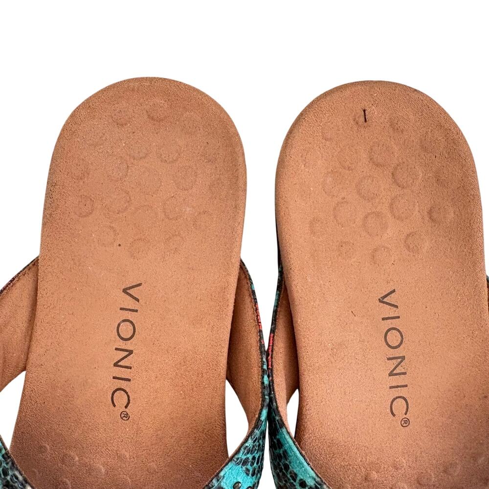 Vionic Multicolor Beaded Teal and Coral Thong Sandal - Picture 10 of 11